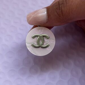 Chanel White Pendant with Silver Logo